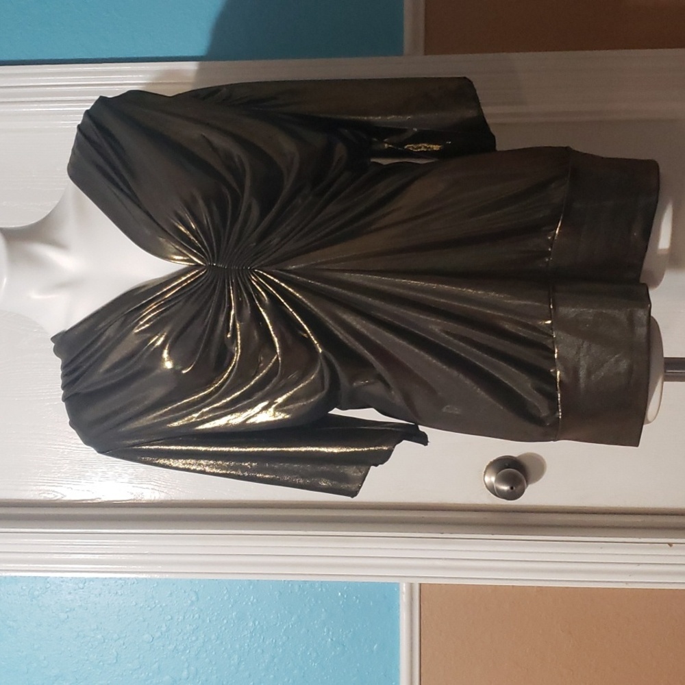 Ashley Stewart plus size party/evening gold blouse 3/4 flared sleeves